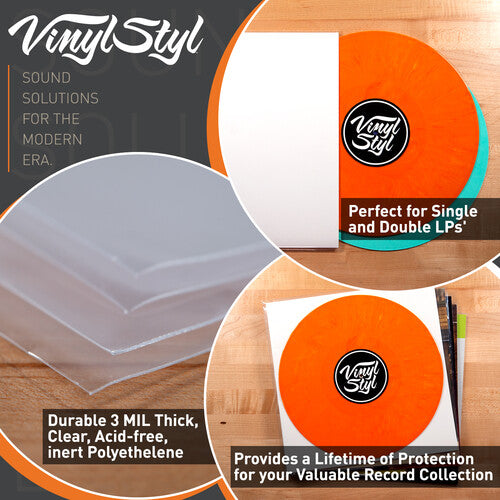 Vinyl Styl® 12 Inch Outer Record Sleeves - Easy Open - 500 Count Bulk (Crystal Clear)