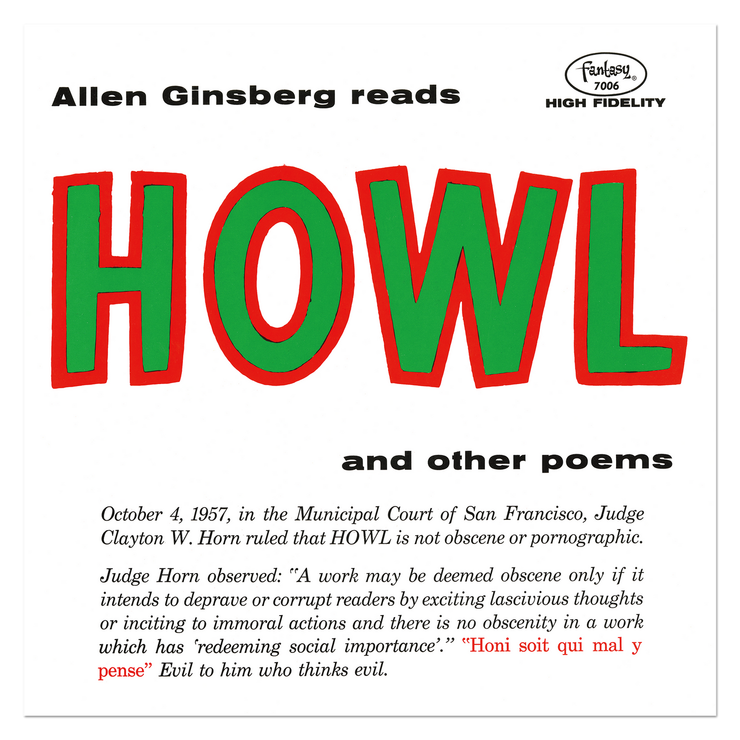 Allen Ginsberg - Howl and Other Poems - Green Blend Eco-Mix Vinyl